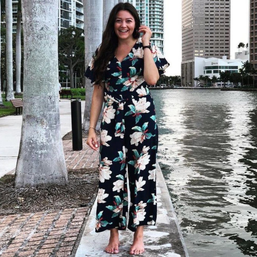 Entro Navy Blue Floral Jumpsuit